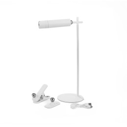 Lampka Biurkowa V-TAC 4w1 37cm Kinkiet Klips Latarka 3W LED Biała VT-7413 4000K 300lm