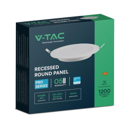Panel wpuszczany V-TAC 12W LED SAMSUNG CHIP okrągły 170x28mm VT-61012RD-S 4000K 1200lm 5 lat gwarancji