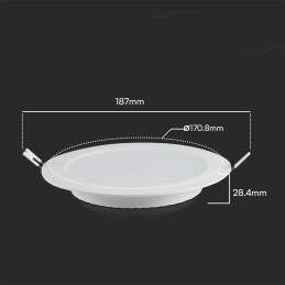 Panel wpuszczany V-TAC 12W LED SAMSUNG CHIP okrągły 170x28mm VT-61012RD-S 6500K 1200lm 5 lat gwarancji