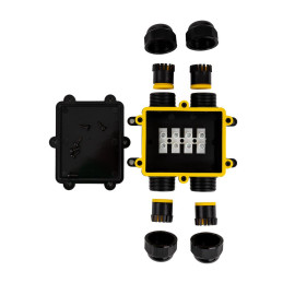 Puszka złączka mufa hermetyczna 4x4Pin czarna 0.5-4mm2 średnica przewodu 8-12mm IP68 V-TAC VT-871