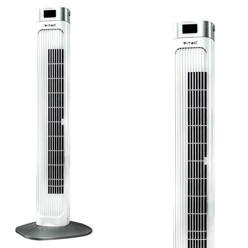 Wentylator wieżowy V-TAC z wyświetlaczem temperatury i pilotem 55W 95cm biały VT-5536