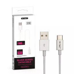 Przewód USB V-TAC typ C 1M biały seria srebrna VT-5322