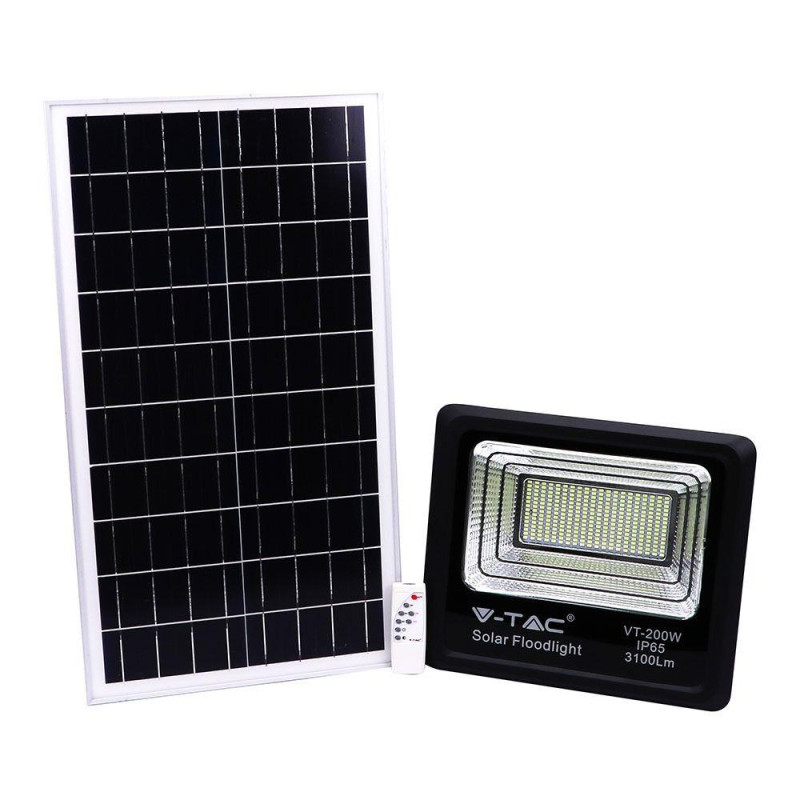 Projektor LED solarny V-TAC 40W czarny IP65 pilot timer VT-200W 4000K 3100lm