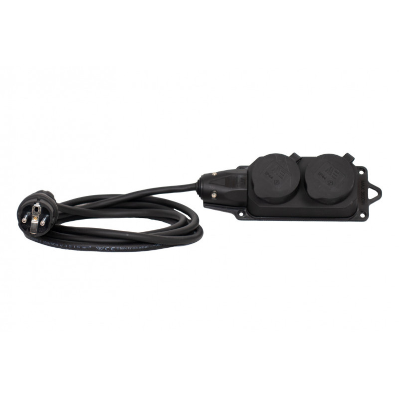 Przedłużacz listwowy gumowy 2x230V(2x2P+Z) OW (H05RR-F) 3x1,5-3m