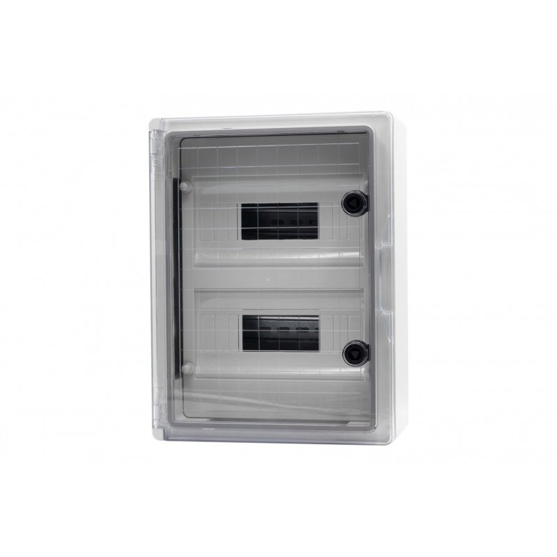 Szafa z tworzywa MP 250x350x150 mm IP65 drzwi przeźroczyste 2 rzędy 18 modułów