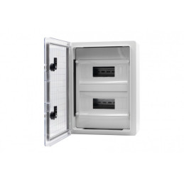Szafa z tworzywa MP 250x350x150 mm IP65 drzwi przeźroczyste 2 rzędy 18 modułów