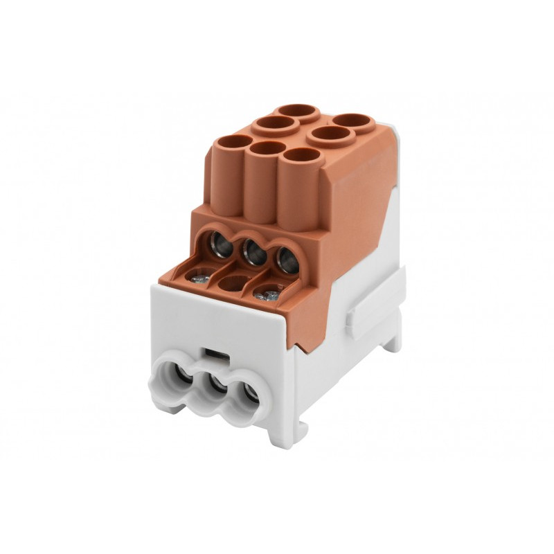 Blok rozdzielczy DBR 100A (2x25 / 6x10) Al/Cu - brązowy