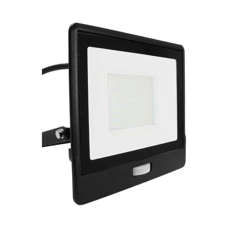 Projektor LED V-TAC 50W SAMSUNG CHIP czujnik ruchu czarny przewód 1M VT-158S-1 4000K 4000lm 5 lat gwarancji