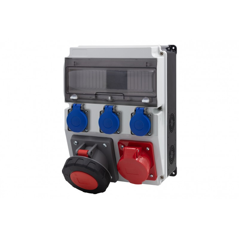 Rozdzielnica CAJA 12M BICOLOR - gniazda 16A 5p, 63A 5p, 3x230V /12 modułów/ IP44