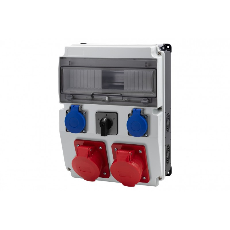 Rozdzielnica CAJA 12M BICOLOR - gniazda 16A 5p, 32A 5p, 2x230V, L/P(32A) /12 modułów/ IP44