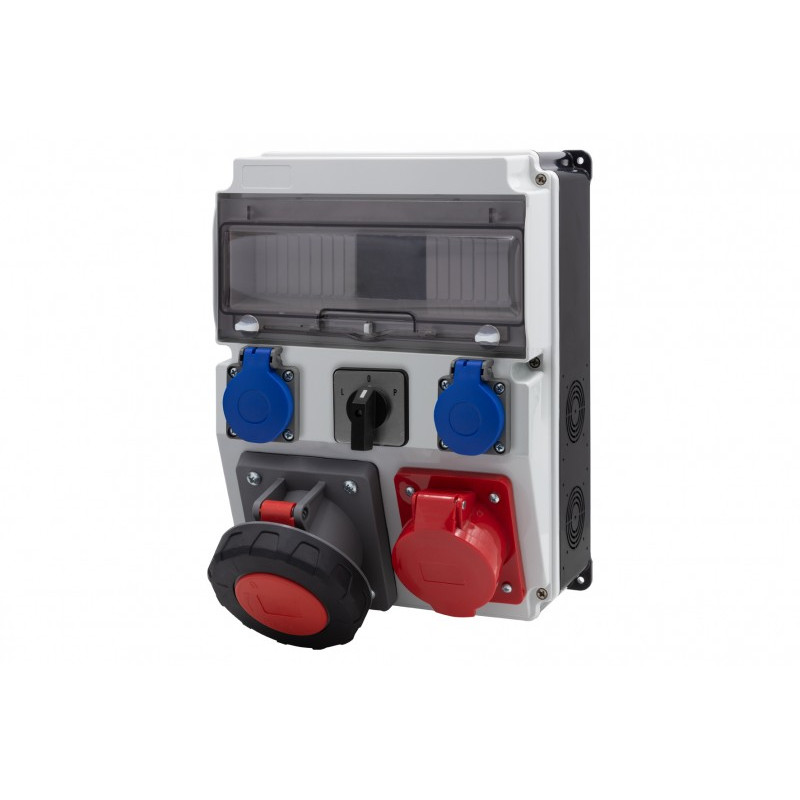 Rozdzielnica CAJA 12M BICOLOR - gniazda 16A 5p, 63A 5p, 2x230V, L/P(63A) /12 modułów/ IP44