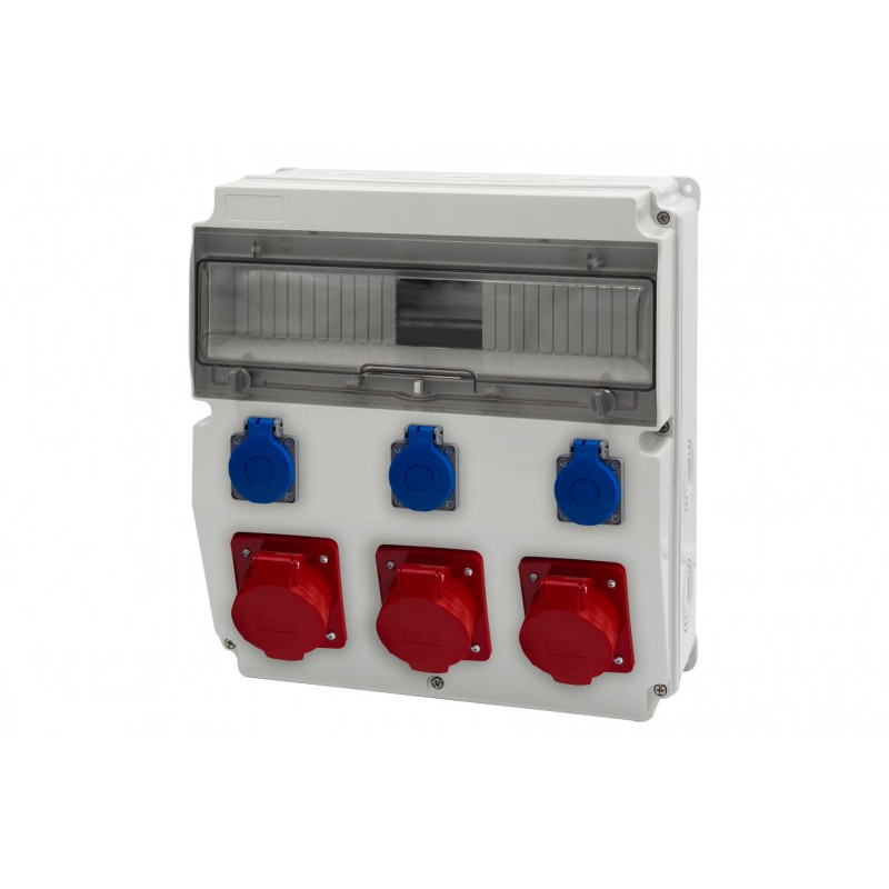 Rozdzielnica CAJA 15M - gniazda 2x16A 5p, 32A 5p, 3x230V /15 modułów/ IP44