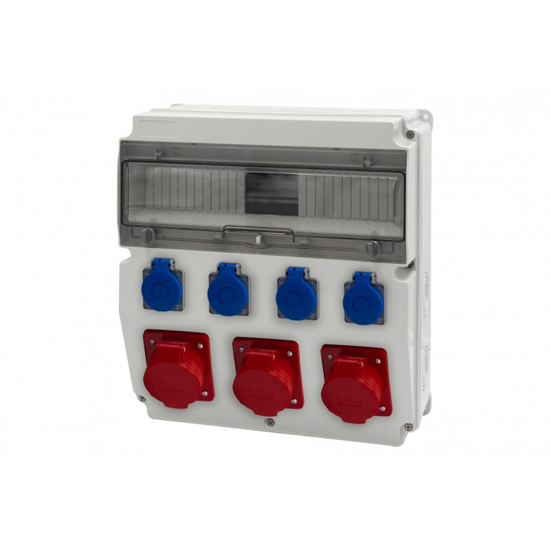 Rozdzielnica CAJA 15M - gniazda 2x16A 5p, 32A 5p, 4x230V /15 modułów/ IP44