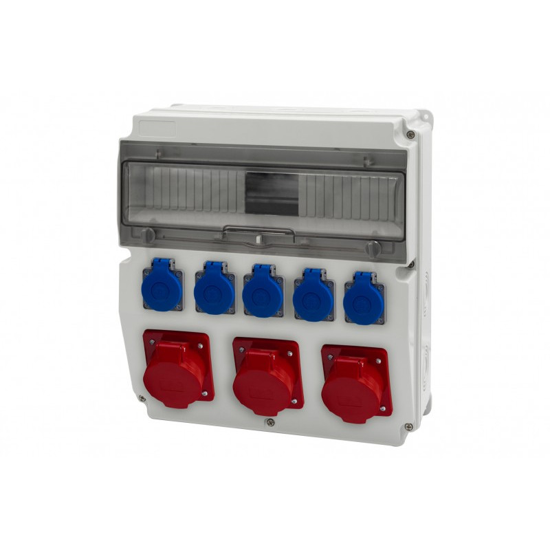 Rozdzielnica CAJA 15M - gniazda 16A 5p, 2x32A 5p, 5x230V /15 modułów/ IP44
