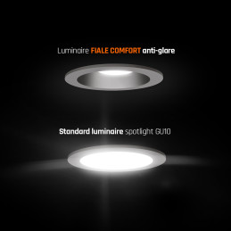 FIALE COMFORT ANTI - GLARE GU10 OCZKO GU10 250V IP20 FI85x50mm CZARNY okrągła środek srebrny ruchoma