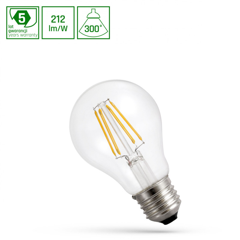 LED GLS E-27 230V 3.8W COG A-CLASS CW CLEAR SPECTRUM 5 lat gwarancji