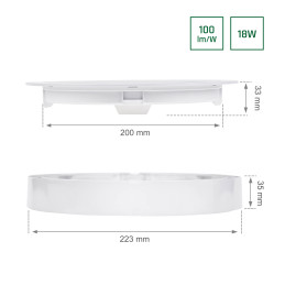 ALGINE ECO 2w1 NATYNK-PODTYNK DOWNLIGHT 18W WW 230V 110st IP20 IK06 223x35mm BIAŁY okrągła