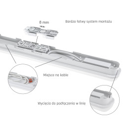 LIMEA GO HERMETYK 600mm 25W CW 230V 120st IP65 IK07 600x60x52mm BIAŁY