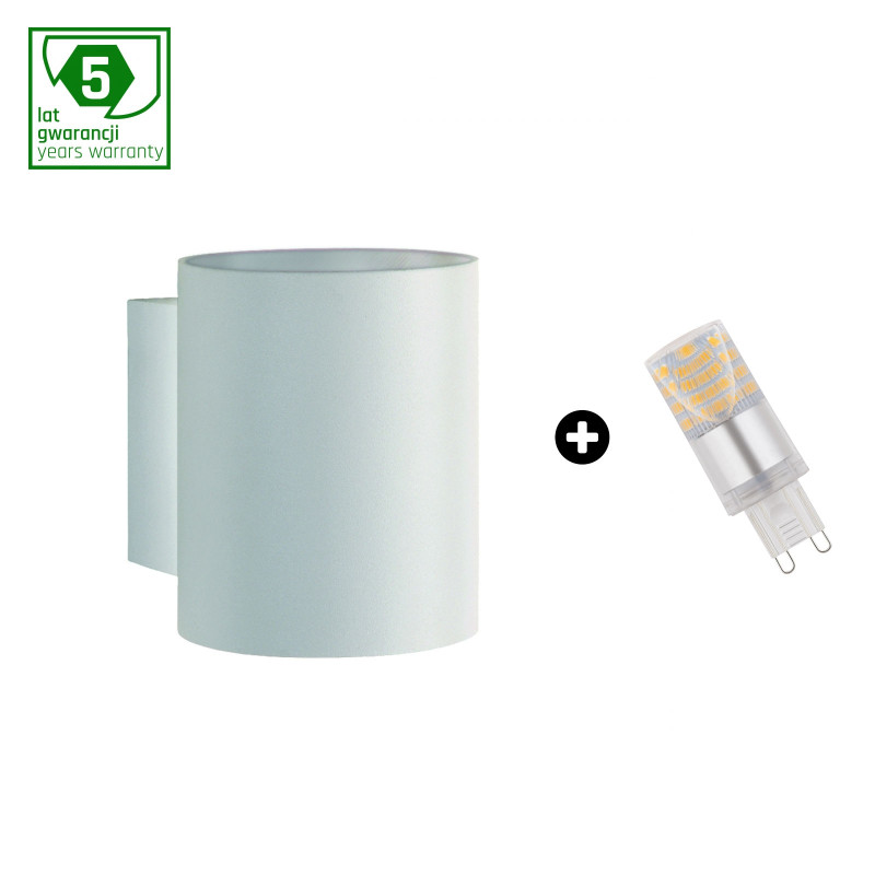 Pakiet 5 lat gwarancji : oprawa SQUALLA G9 tuba biała + LED G9 4W WW ( SLIP006011 + WOJ+14433 )