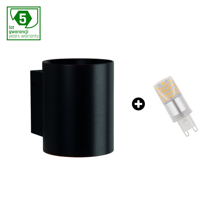 Pakiet 5 lat gwarancji : oprawa SQUALLA G9 tuba czarna + LED G9 4W CW ( SLIP006012 + WOJ+14435 )