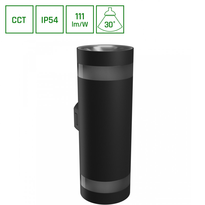 TORRE RING 18W CCT 230V IP54 99x78x244MM CZARNY OKRĄGŁA ELEWACYJNA DWUKIERUNKOWE