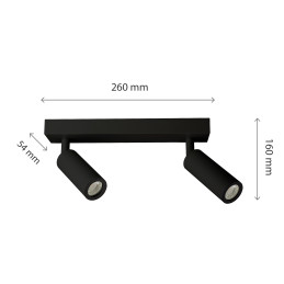 MADARA SLIM 2 X MR11 BAZA 230V IP20 260x54x160 CZARNY RUCHOMA