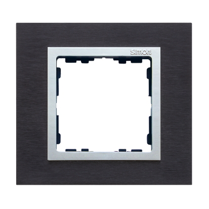 Ramka 1- krotna metalowa inox czarny / aluminium-250904