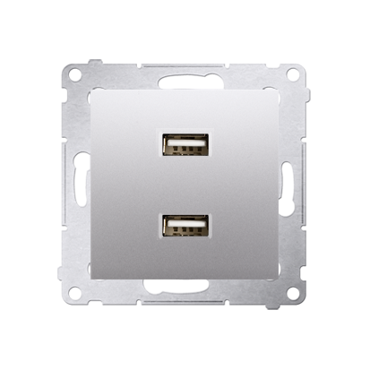 Ładowarka USB podwójna srebrny mat, metalizowany 2,1A-252879