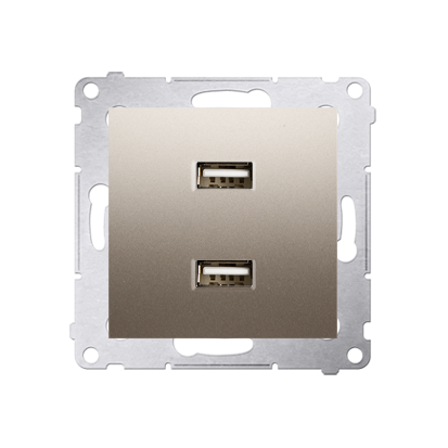 Ładowarka USB podwójna złoty mat, metalizowany 2,1A-252880