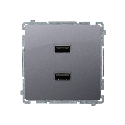 Ładowarka USB podwójna srebrny mat, metalizowany 2,1A-254238