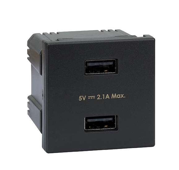 Ładowarka USB K45 USB 2.0 - A 5V DC 2,1A 45×45mm grafit-256517
