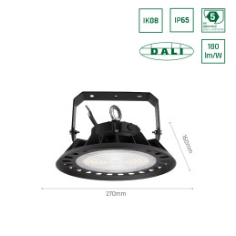 PLATEO 3 HIGH BAY 100W NW 230V 90ST IP65 IK08 270X160MM CZARNY 5 LAT GW. DALI