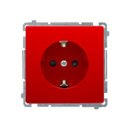 Gniazdo wtyczkowe pojedyncze z uziemieniem typu Schuko z przesłonami torów prądowych czerwony 16A-253894