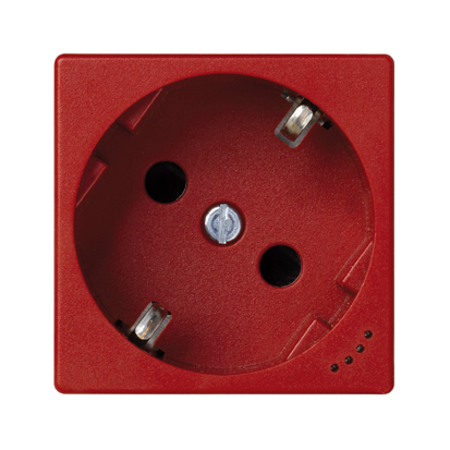 Gniazdo wtyczkowe pojedyncze K45 SCHUKO z sygnalizacją napięcia 16A 250V zaciski śrubowe 45×45mm czerwony-256276