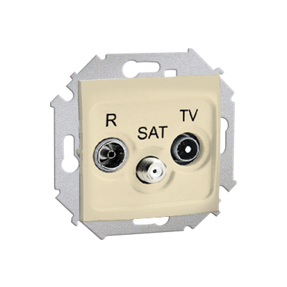 Gniazdo antenowe R-TV-SAT przelotowe tłum.:10dB beżowy-254704