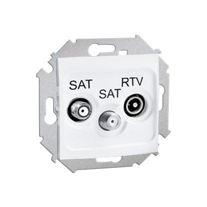 Gniazdo antenowe SAT-SAT-RTV satelitarne podwójne tłum.:1dB biały-254706