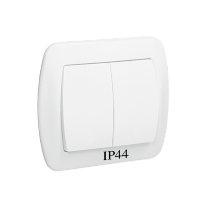 Łącznik schodowy podwójny bryzgoszczelny IP44 biały 10AX-255498