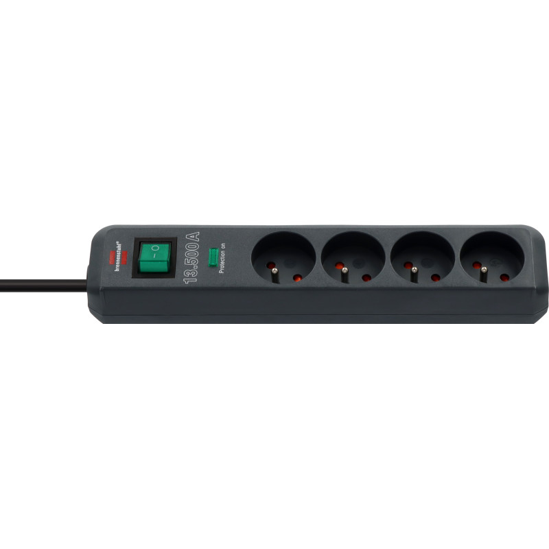 Listwa zasilająca przeciwprzepięciowa Eco-Line 13500A 4 gniazdka 1,5m antracytowy H05VV-F 3G1,5 *FR*