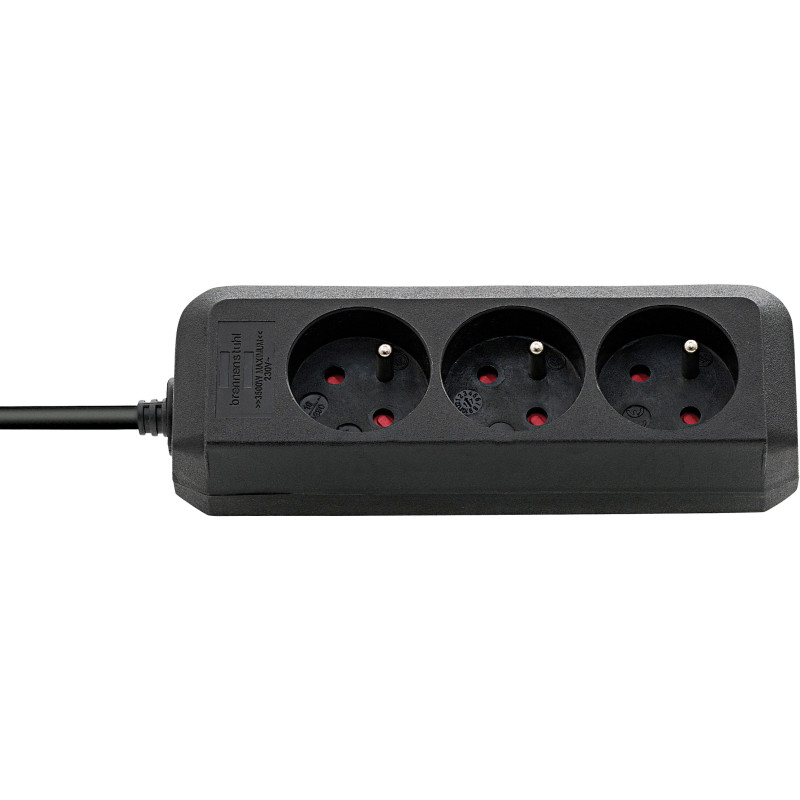 Listwa zasilająca Eco-Line 3 gniazda czarny 1,5m H05VV-F 3G1,5 *FR*