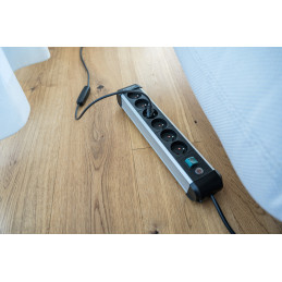 Listwa zasilająca Premium-Alu-Line 6 gniazda 3 m H05VV-F 3G1,5 *FR/BE*