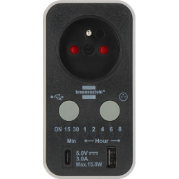 Elektroniczny licznik czasu z USB A i USB C biały/czarny *FR*