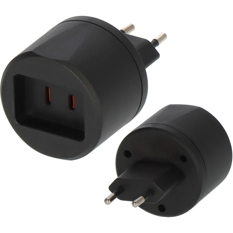 Adapter podróżny USA  Euro, Wraz z bezpiecznikiem 2,5A