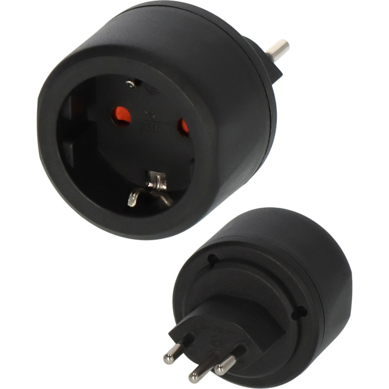 Adapter podróżny z uziemieniem/Szwajcaria Wraz z bezpiecznikiem 10A