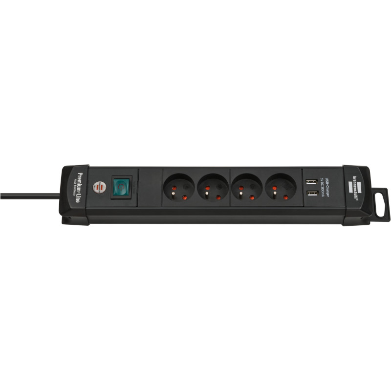 Listwa zasilająca Premium-Line z USB 4-gniazd czarny 1,8m H05VV-F 3G1,5 *FR/BE*