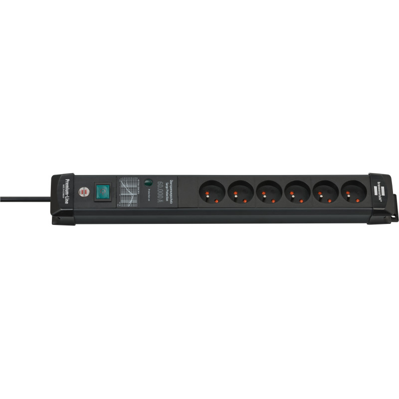 Premium-Line 60.000A listwa przepięciowa 6-gniazda czarna 3m H05VV-F 3G1,5 *BE*