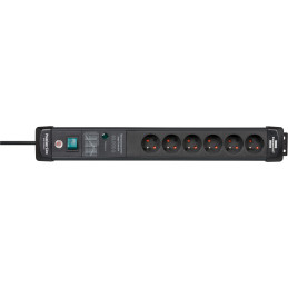 Premium-Line 60.000A listwa przepięciowa 6-gniazda czarna 3m H05VV-F 3G1,5 *BE*