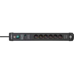 Premium-Line 60.000A listwa przepięciowa z funkcją ładowania USB 6-gniazda czarna 3m H05VV-F 3G1.5 *BE*