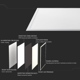 Panel LED V-TAC 40W 600x600 pmma 120Lm/W VT-6060-6 6400K 4950lm