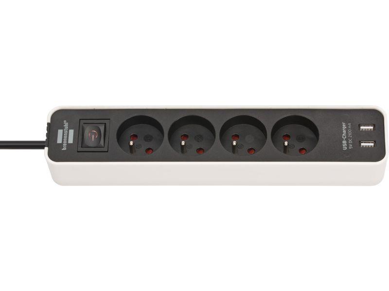 Listwa zasilająca Ecolor z USB 4 gniazda biały/czarny 1,5m H05VV-F3G1,5-248070
