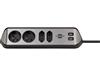 Listwa narożna brennenstuhl®estilo z funkcją ładowania USB 4-kierunkowa 2x kontakt ochronny & 2x Euro srebrno/czarny *BE*-263681